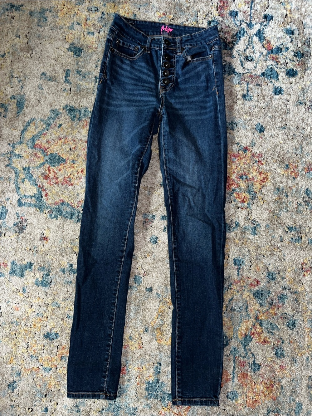 tokyo Darling Dark Indigo Skinny Button-Fly Jeans